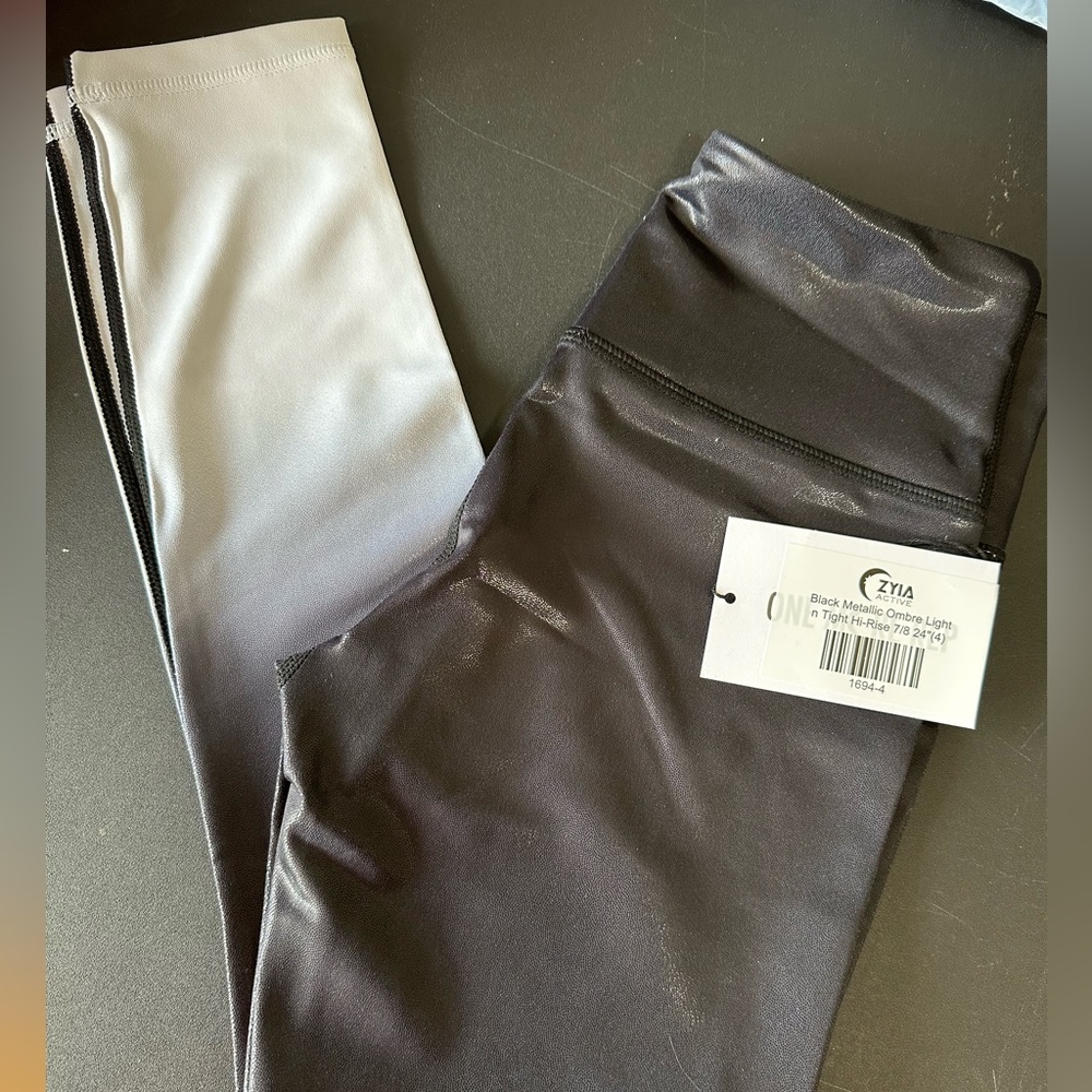 Black Metallic Ombre Light n Tight Hi-Rise 7/8 24" Size 4 new with tags NWT
